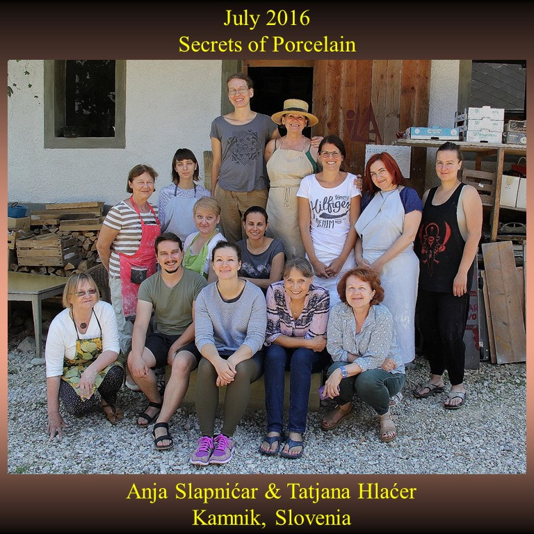 Antoinette Badenhorst presented shared secrets of porcelain and understanding porcelain workshop in Kamnik, Slovenia in July 2016. The Swiss Alps gave good inspiration for the wheel throwing and hand building clay projects were that were included in the hands-on class.