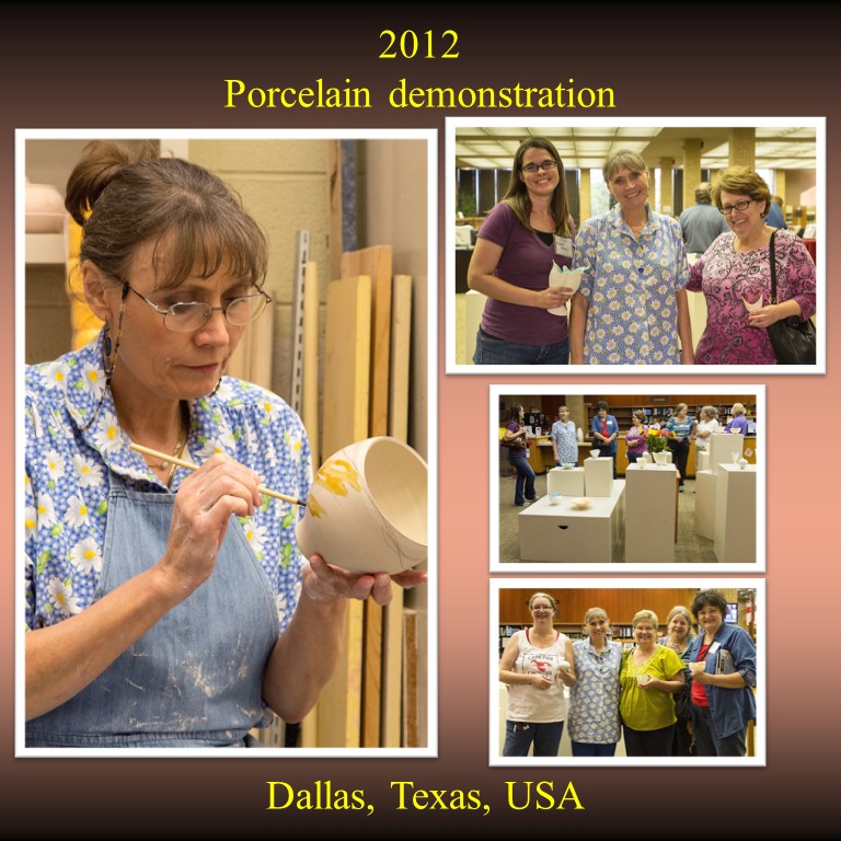 Antoinette Badenhorst presented a porcelain demonstration in Dallas, Texas in 2012. Potters learned how to handbuild and decorate with porcelain clay.